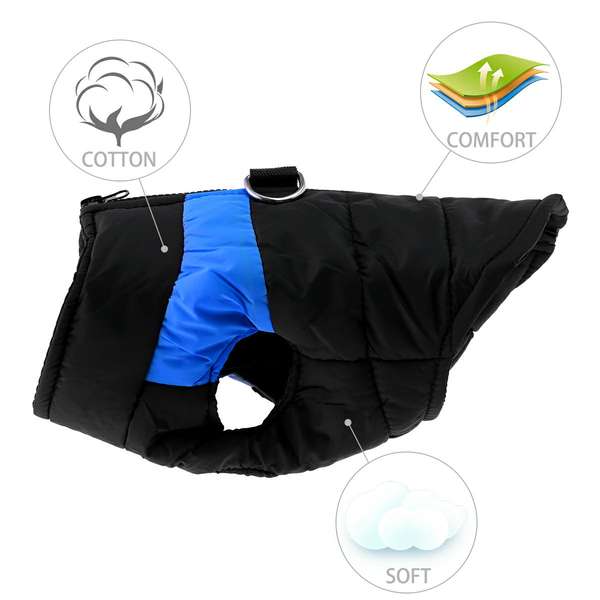 Comfy Soft Waterproof Dog Vest Jacket – Warm Winter Padded Coat (Blue)