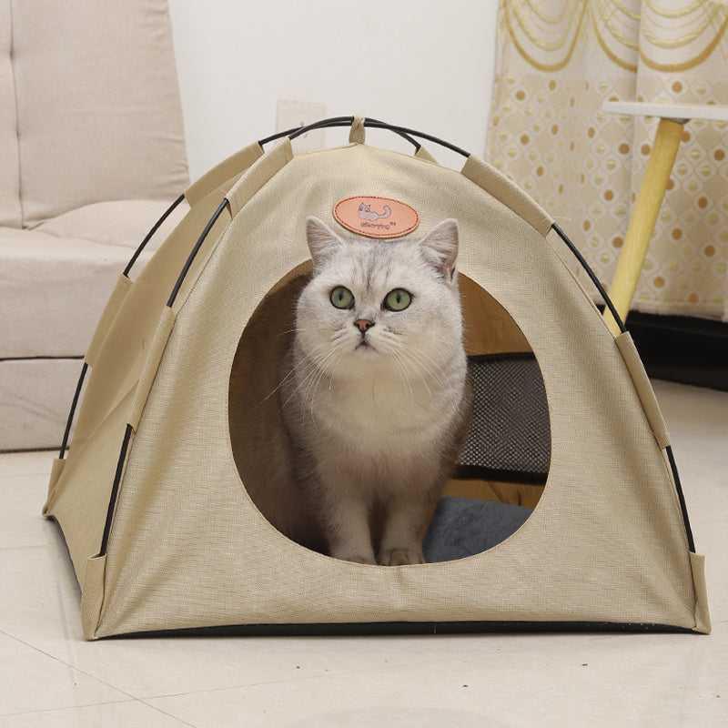 Pet Tent Cat Puppy Play Tent House with Warm Soft Bed Pad - Treats N Squeaks