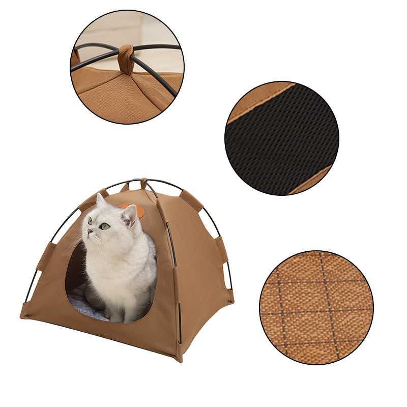Pet Tent Cat Puppy Play Tent House with Warm Soft Bed Pad - Treats N Squeaks