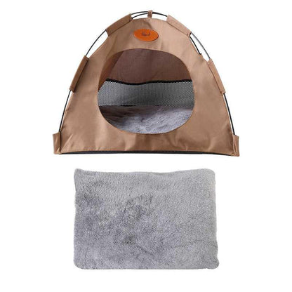 Pet Tent Cat Puppy Play Tent House with Warm Soft Bed Pad - Treats N Squeaks