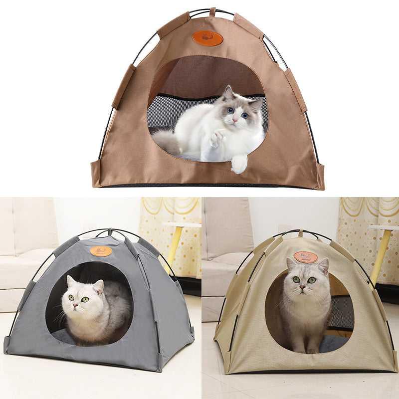 Pet Tent Cat Puppy Play Tent House with Warm Soft Bed Pad - Treats N Squeaks