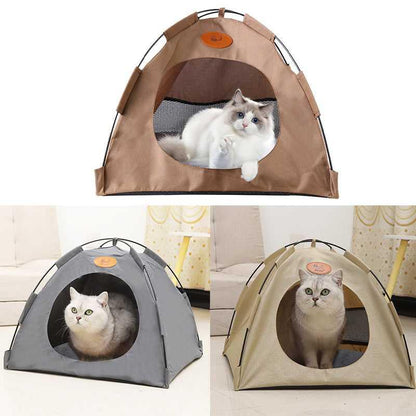 Pet Tent Cat Puppy Play Tent House with Warm Soft Bed Pad - Treats N Squeaks