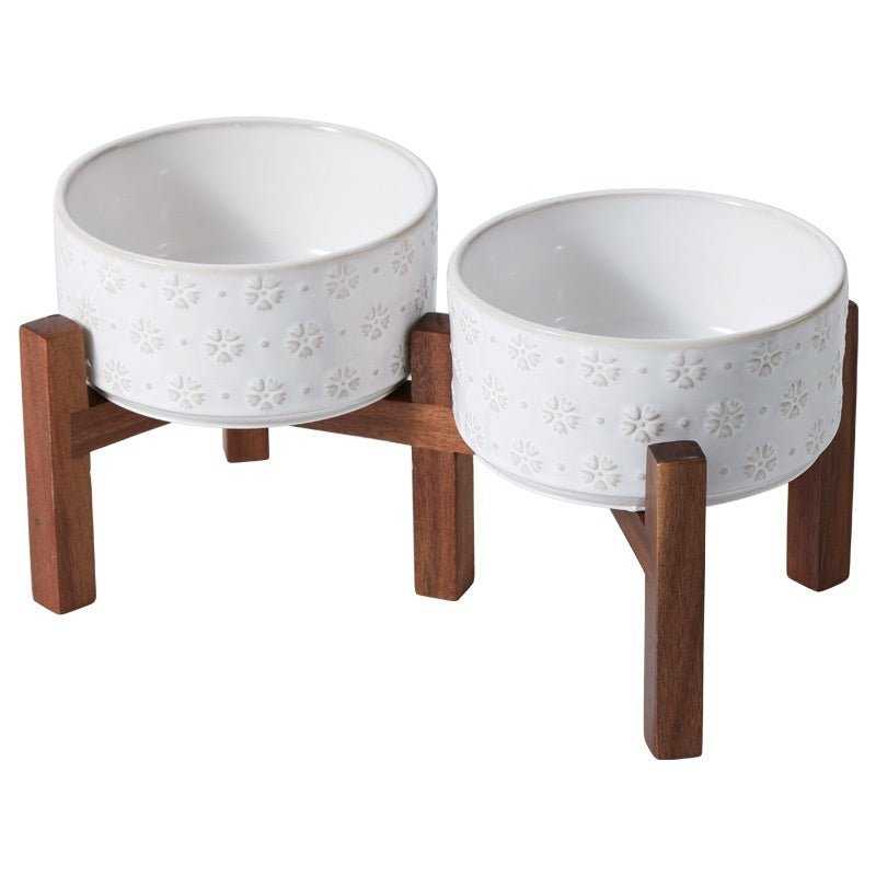 Ceramic Large-sized Elevated Anti-spill Cat/dog Bowl - Treats N Squeaks