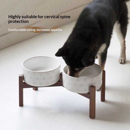 Ceramic Large-sized Elevated Anti-spill Cat/dog Bowl - Treats N Squeaks